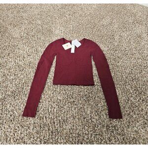 Fabletics Sculptknit Crop Top in Merlot Size XS (0-2)